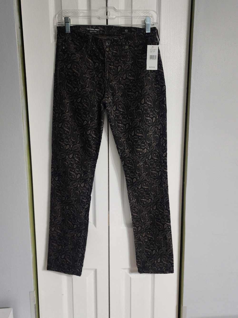 Step Out  NWT Ag Adriano Goldschmied Black Paisley Prima Ankle Cigarette Jeans - Picture 3 of 15
